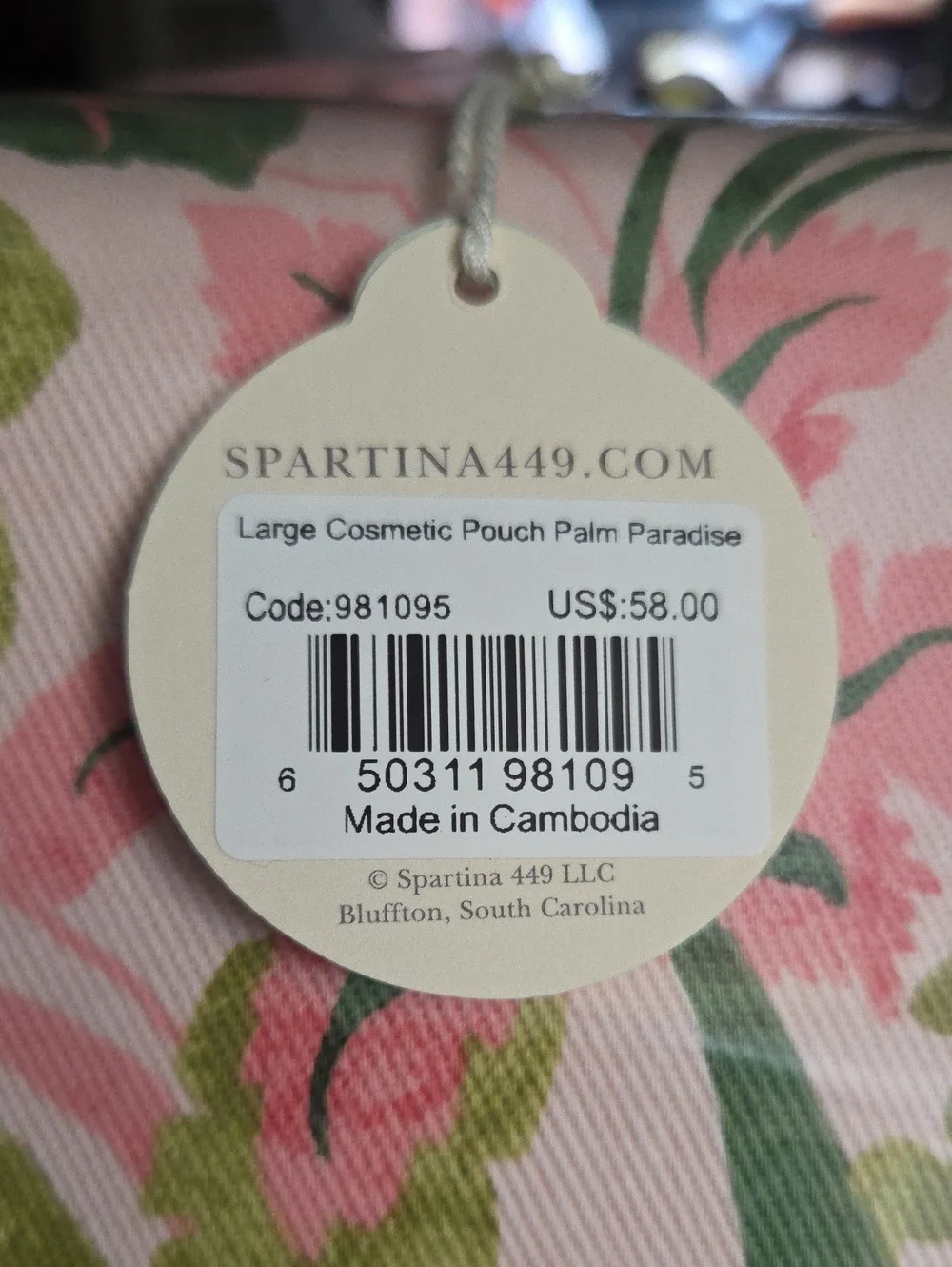 Spartina 449 Large Cosmetic Pouch Palm Paradise NEW